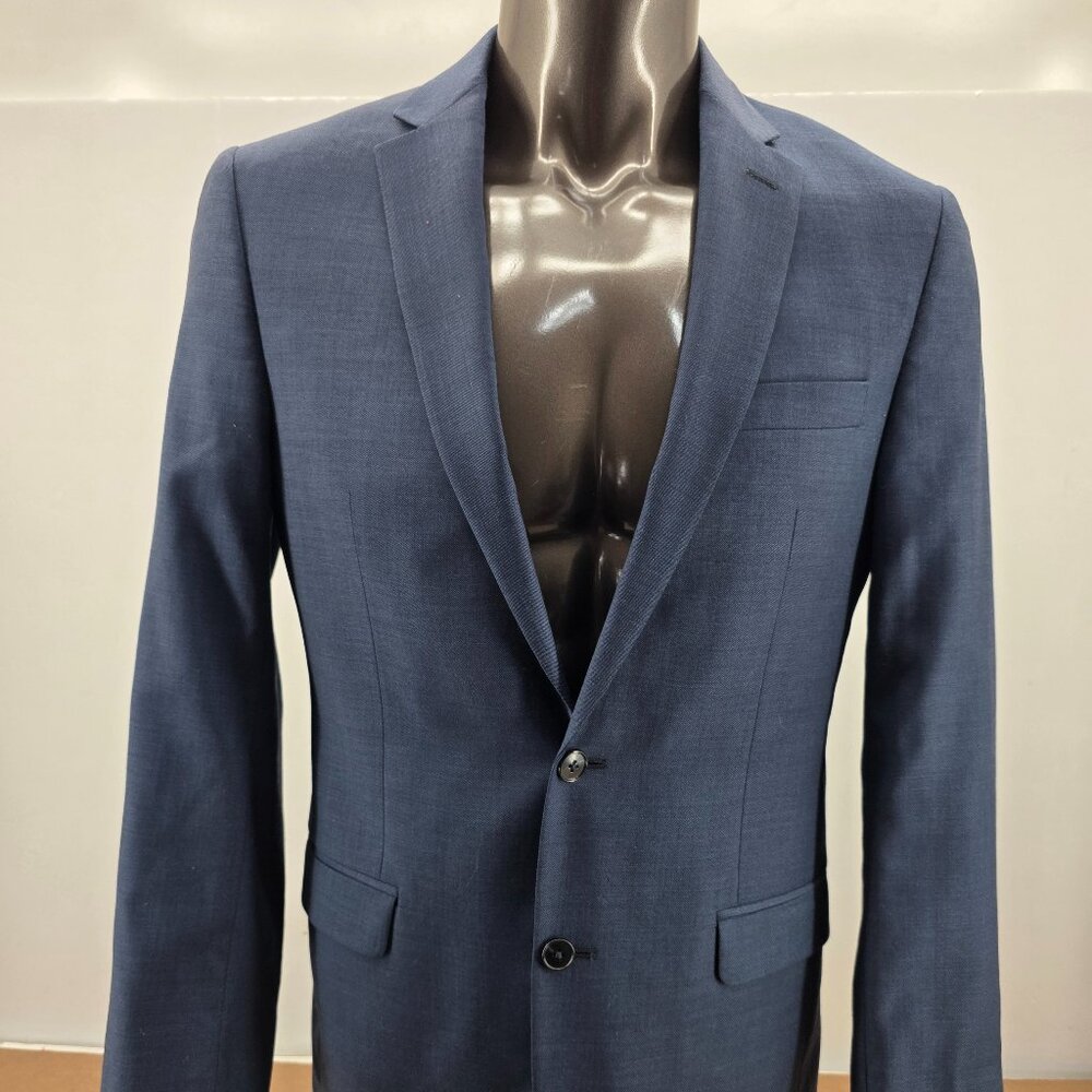 Jos A Bank Traveler  Mens Suit Jacket Blue Slim Fit Wool  Sport Coat 41L